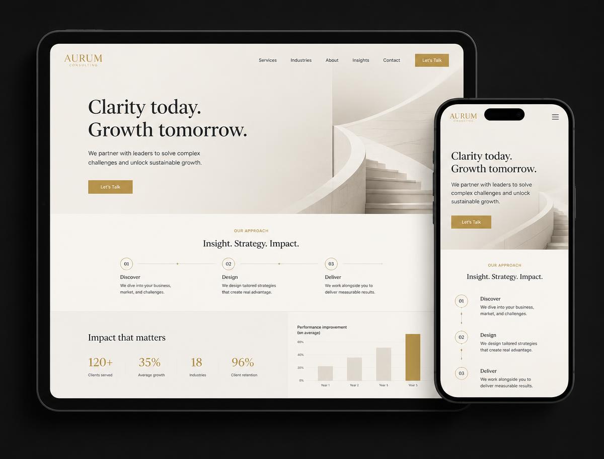 Beispiel-Webseite für Beratung: Aurum Consulting