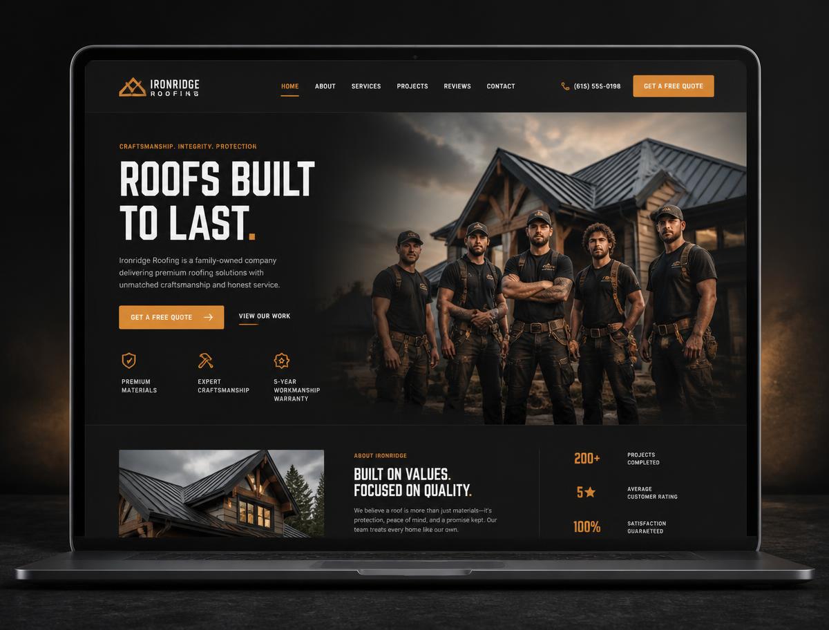 Beispiel-Webseite für Handwerk & Bau: Ironridge Roofing